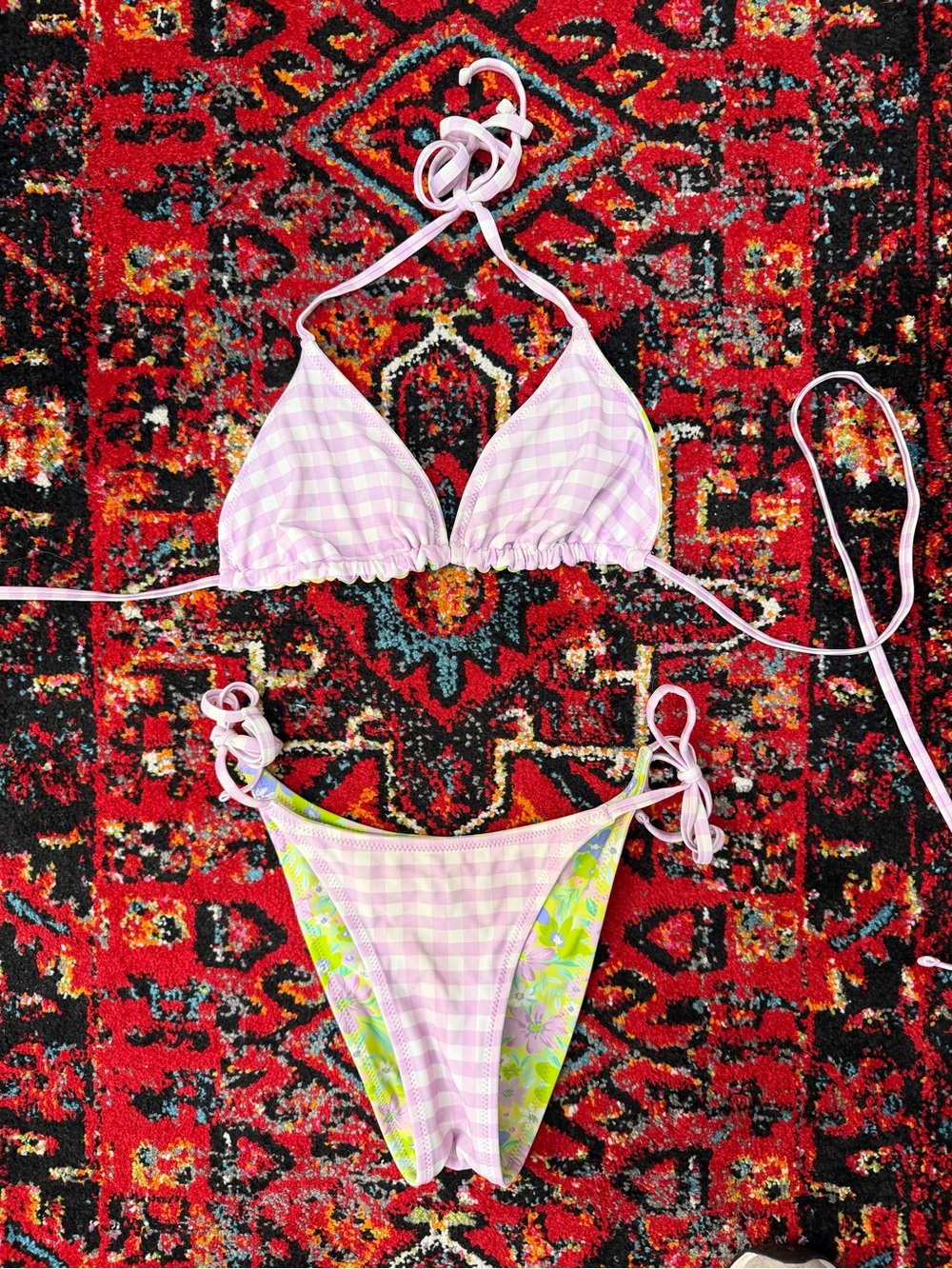Target Pink Gingham Tie-Side  Swim REVERSIBLE
